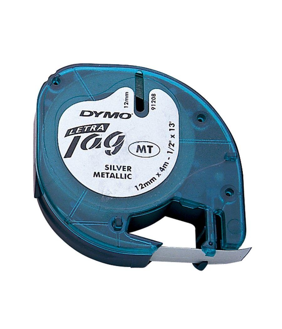 Cinta dymo metalizada 12mmx4mt -negro/plata para letratag - Imagen 3