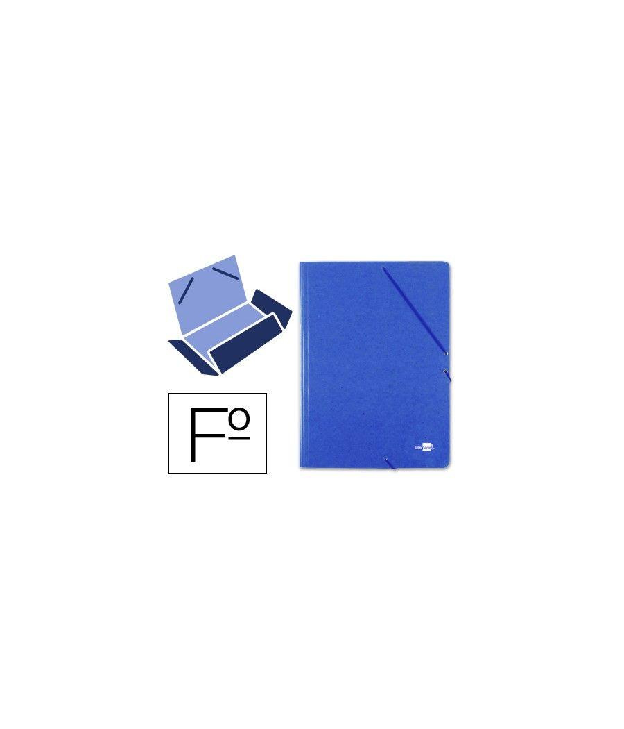 Carpeta liderpapel gomas folio 3 solapas cartón prespan azul - Imagen 2