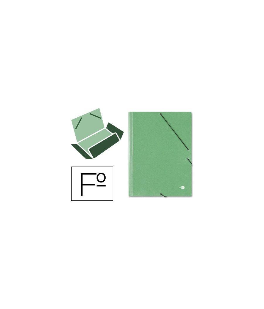 Carpeta liderpapel gomas folio 3 solapas cartón simil prespan verde pack 10 unidades - Imagen 2