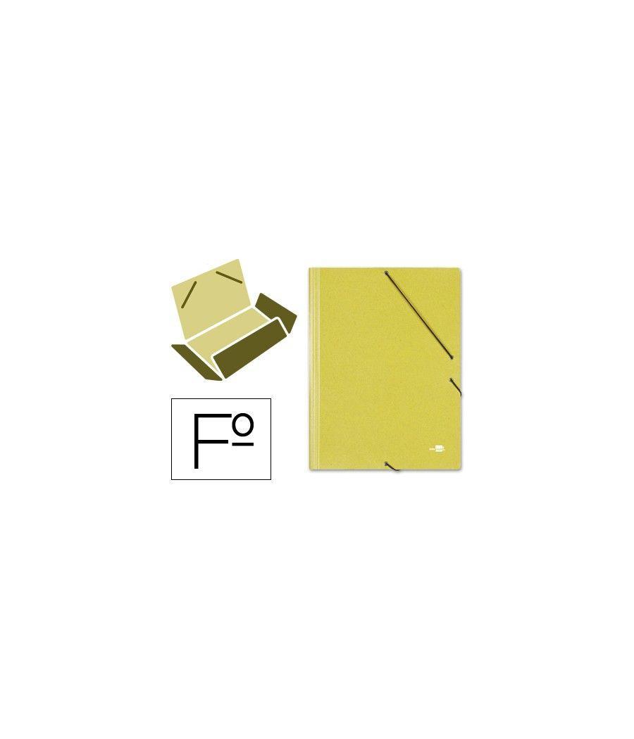 Carpeta liderpapel gomas folio 3 solapas cartón simil prespan amarilla pack 10 unidades - Imagen 2