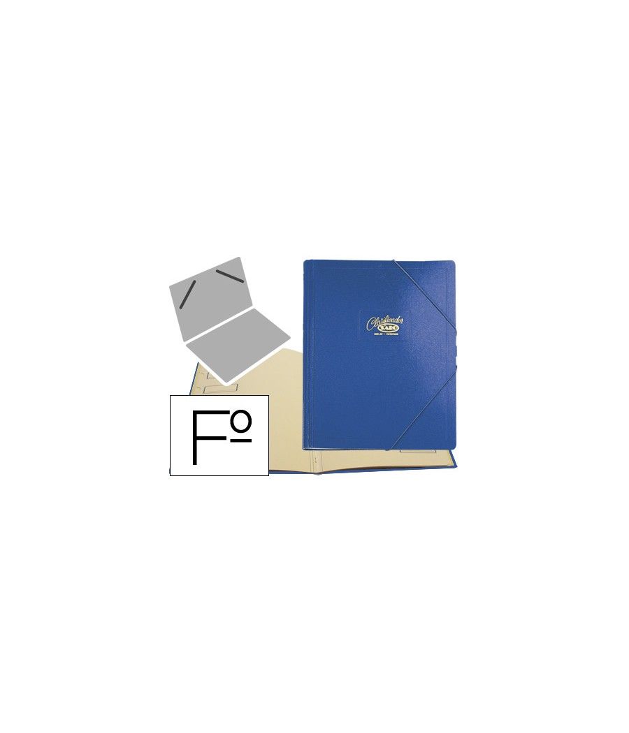 Carpeta clasificador cartón compacto saro folio azul -12 departamentos - Imagen 2