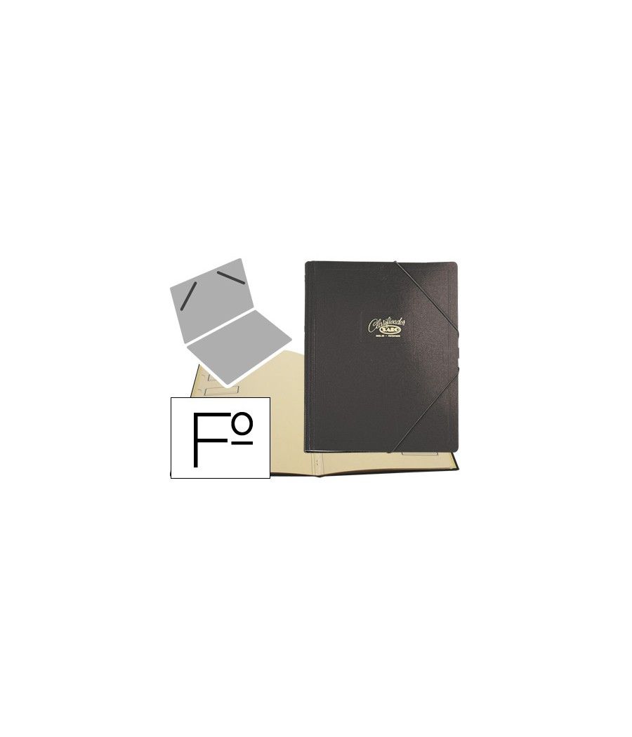 Carpeta clasificador cartón compacto saro folio negra -12 departamentos - Imagen 2