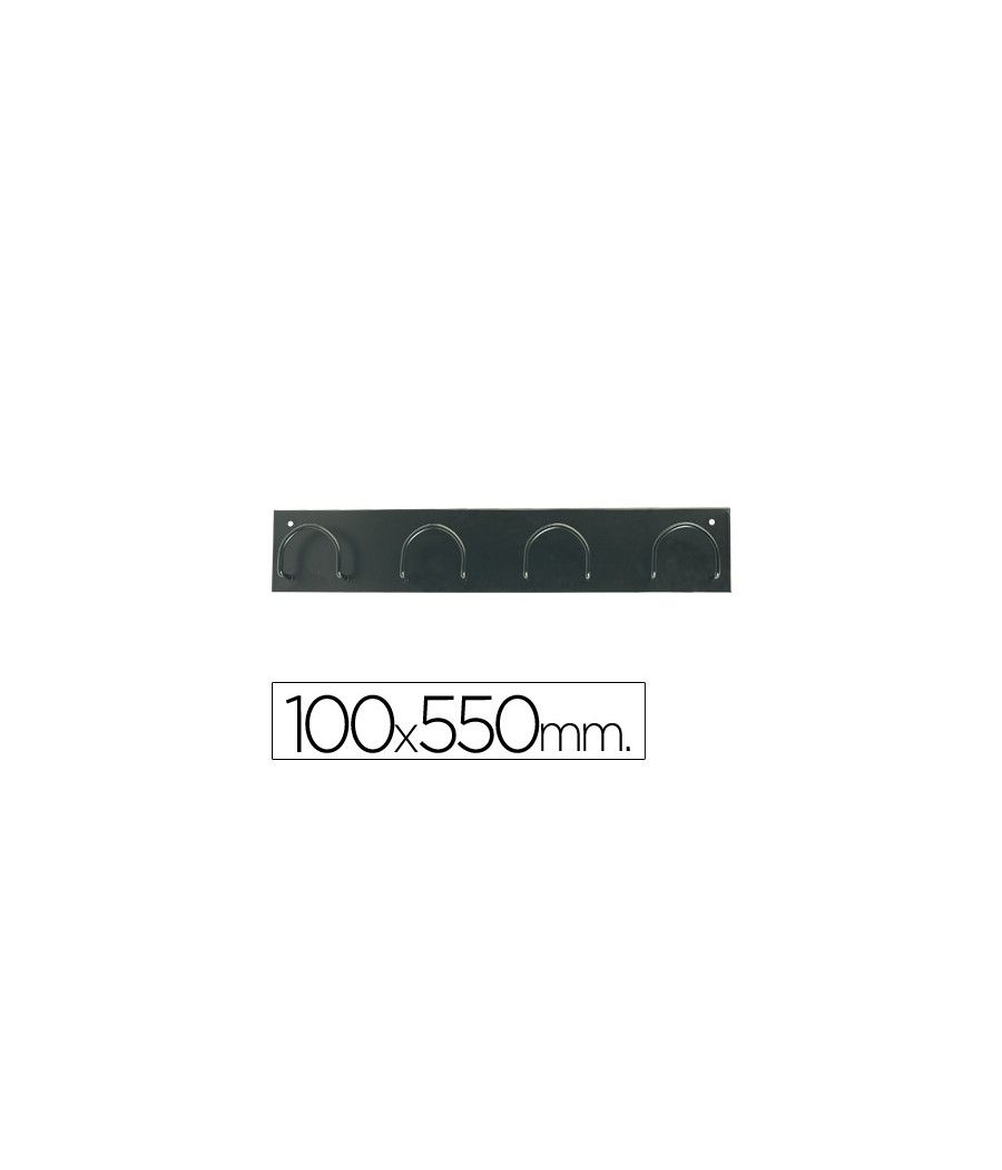 Perchero metélico 611 pared 4 colgadores color negro 55x10x5 cm - Imagen 2
