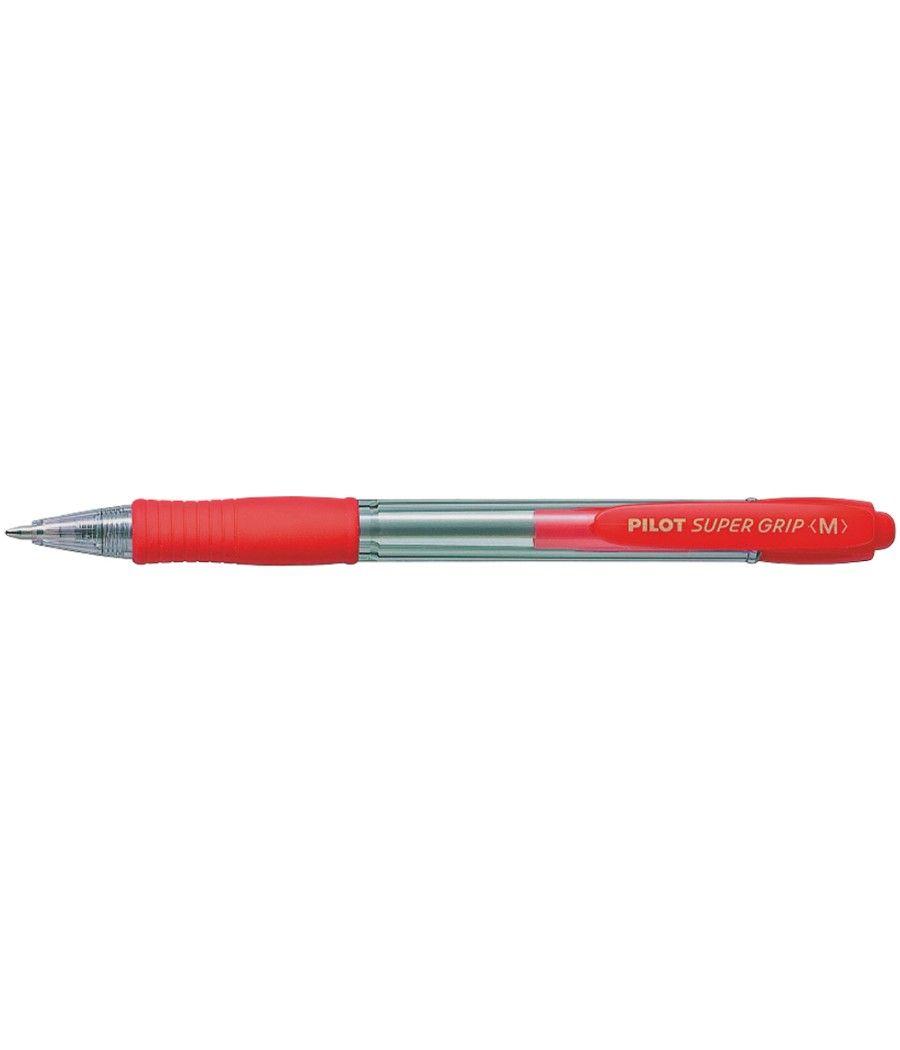 Bolígrafo pilot super grip rojo retráctil sujecion de caucho tinta base de aceite pack 12 unidades - Imagen 3