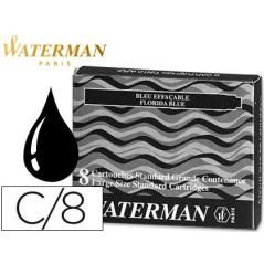 Tinta estilográfica waterman negra caja de 8 cartuchos standard largos