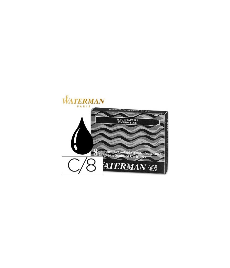 Tinta estilográfica waterman negra caja de 8 cartuchos standard largos - Imagen 2
