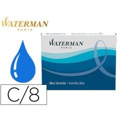 Tinta estilográfica waterman serenity blue caja de 8 cartuchos standard largos