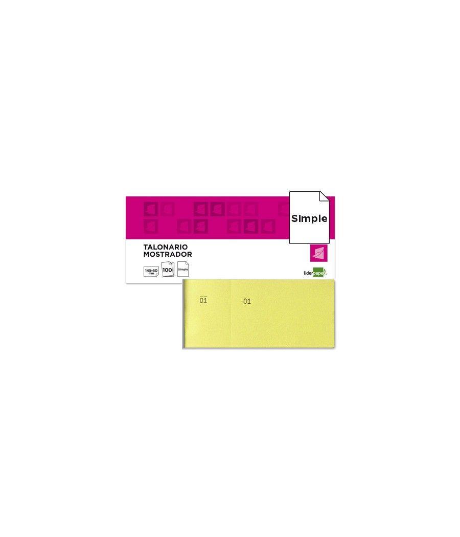 Talonario liderpapel mostrador 60x145 mm tl01 amarillo con matriz pack 20 unidades - Imagen 2