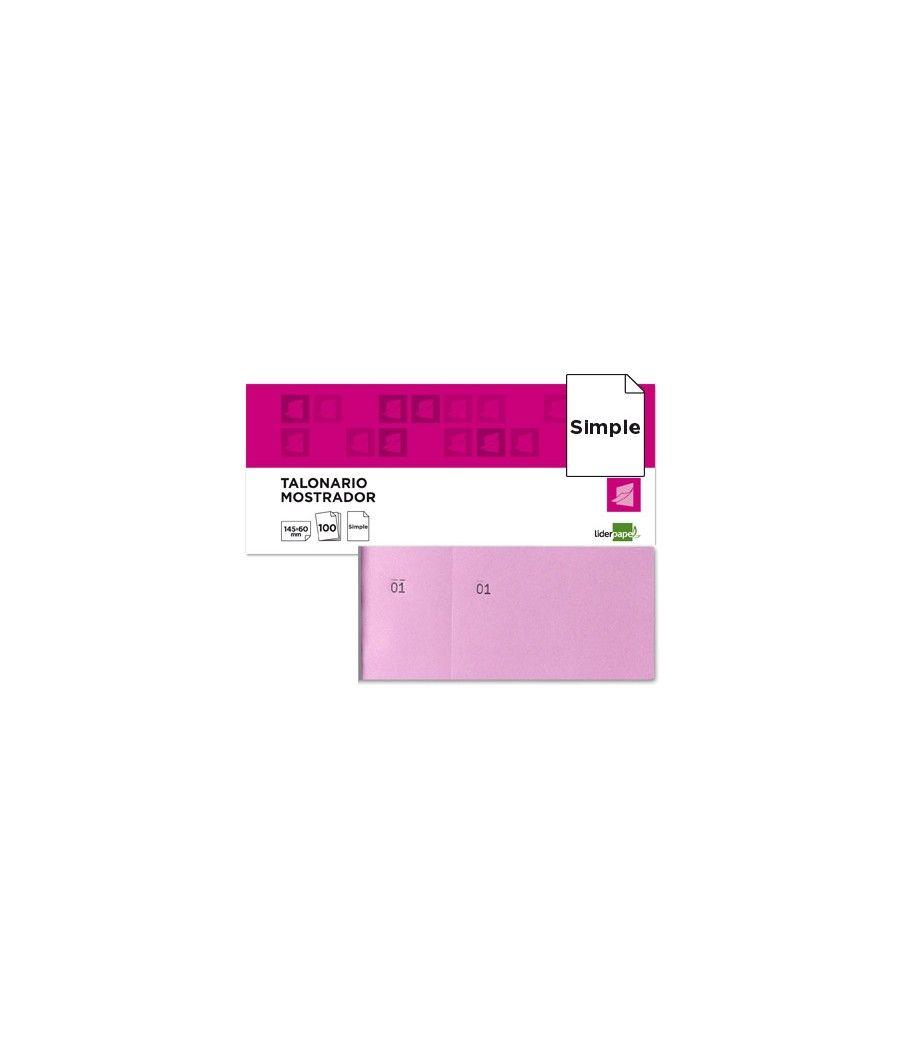 Talonario liderpapel mostrador 60x145 mm tl05 rosa con matriz pack 20 unidades - Imagen 2