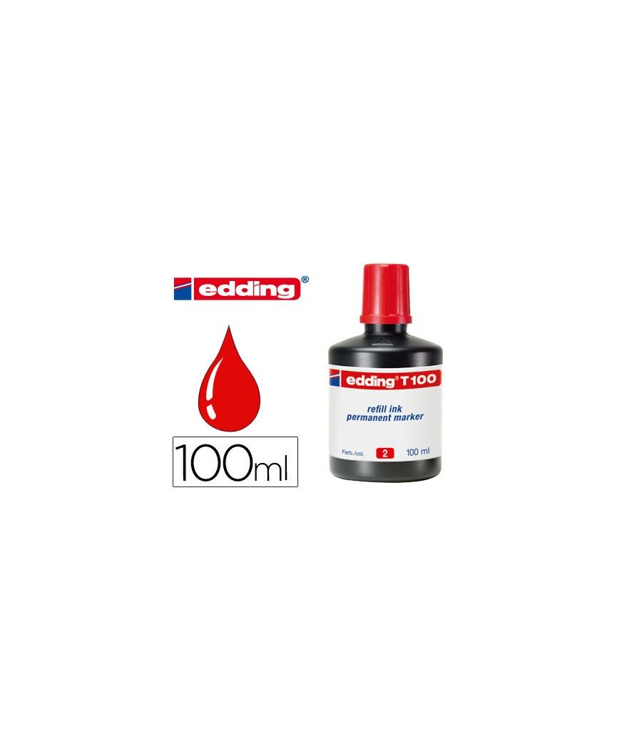 Tinta rotulador edding t-100 rojo frasco de 100 ml - Imagen 2