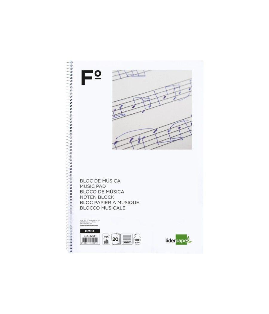 Bloc música liderpapel pentagrama 3mm folio 20 hojas 100g/m2 - Imagen 3
