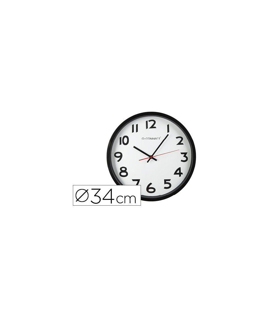 Reloj q-connect de pared plástico oficina redondo 34 cm marco negro - Imagen 2