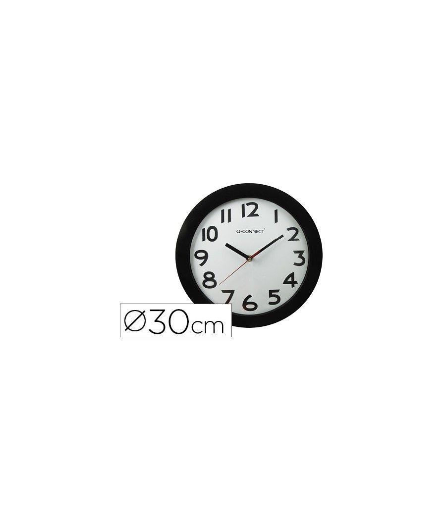 Reloj q-connect de pared plástico oficina redondo 30 cm marco negro - Imagen 2
