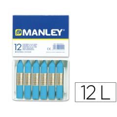 Lápices cera manley unicolor azul celeste n.17 caja de 12 unidades