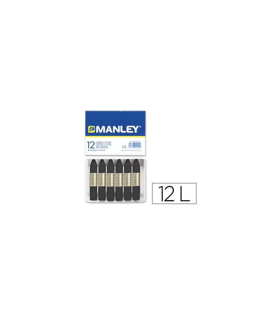 Lápices cera manley unicolor negro n.30 caja de 12 unidades - Imagen 2