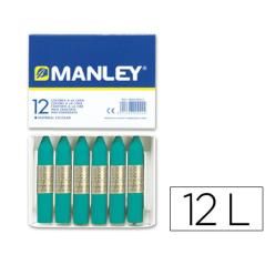 Lápices cera manley unicolor verde turquesa n.23 caja de 12unidades