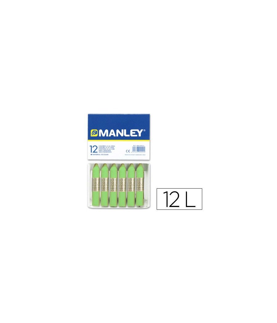 Lápices cera manley unicolor verde amarillento n.22 caja de12 unidades - Imagen 2