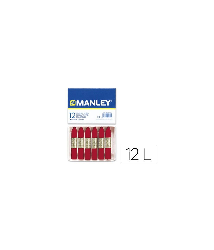 Lápices cera manley unicolor carmín n.10 caja de 12 unidades - Imagen 2