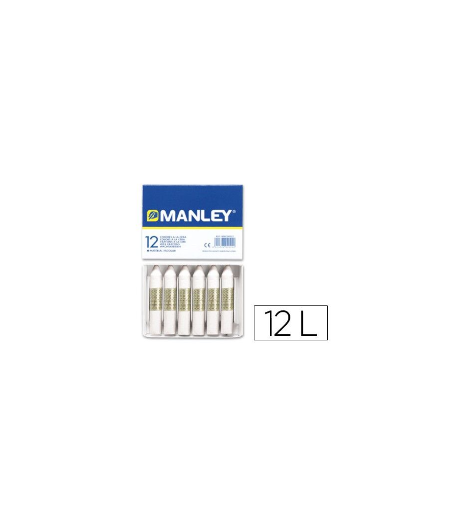 Lápices cera manley unicolor blanco n.1 caja de 12 unidades - Imagen 2