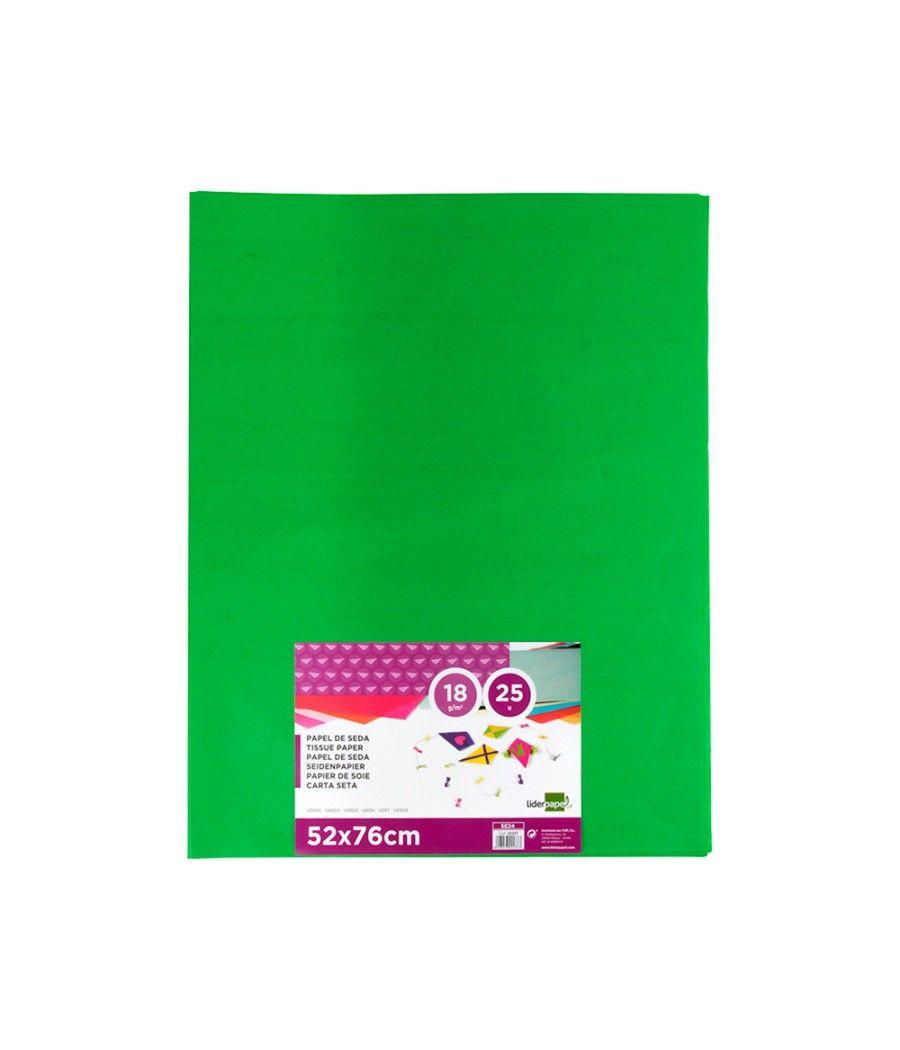 Papel seda liderpapel verde medio 52x76 cm 18 gr -paquete de 25 hojas - Imagen 3