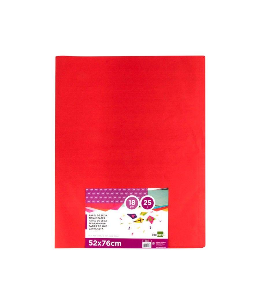 Papel seda liderpapel rojo 52x76 cm 18 gr -paquete de 25 hojas - Imagen 3