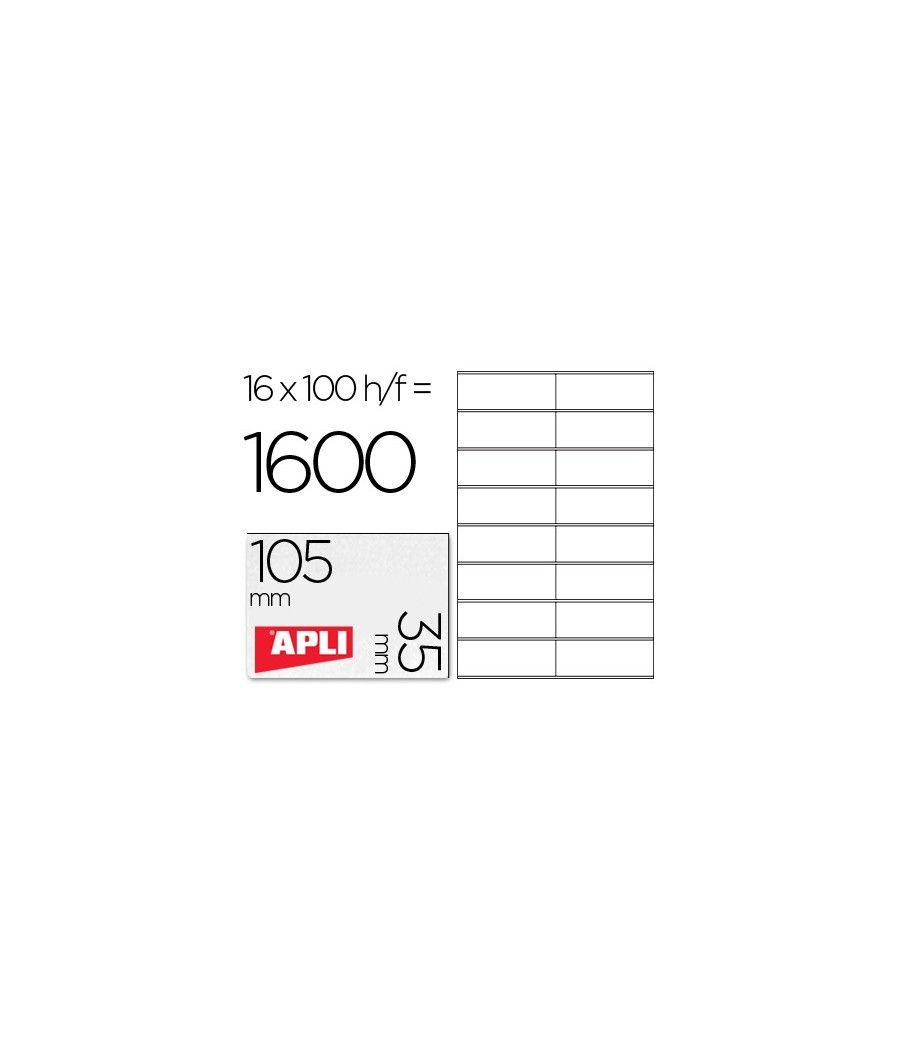 Etiqueta adhesiva apli 1287 tamaño 105x35 mm fotocopiadora láser ink-jet caja con 100 hojas din a4 - Imagen 2