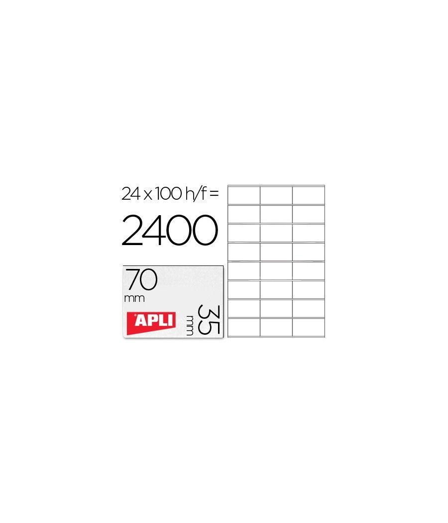 Etiqueta adhesiva apli 1272 tamaño 70x35 mm fotocopiaodra láser ink-jet caja con 100 hojas din a4 - Imagen 2