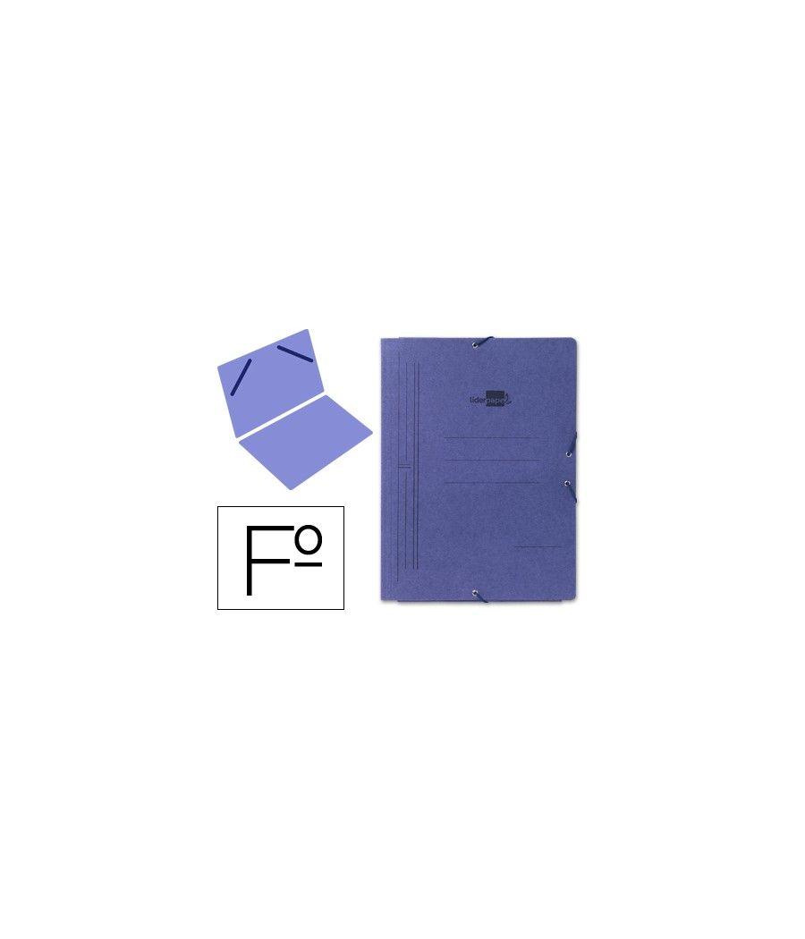 Carpeta liderpapel gomas folio sencilla cartón pintado azul pack 10 unidades - Imagen 2