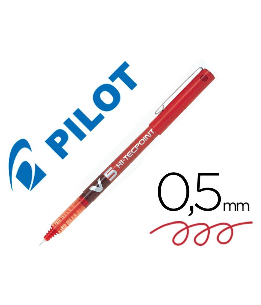 Rotulador pilot punta aguja v-5 rojo 0.5 mm pack 12 unidades - Imagen 2