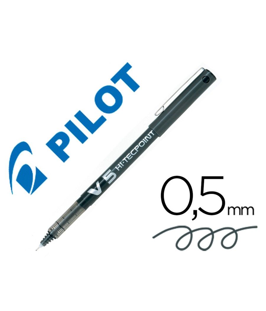 Rotulador pilot punta aguja v-5 negro 0.5 mm pack 12 unidades - Imagen 2
