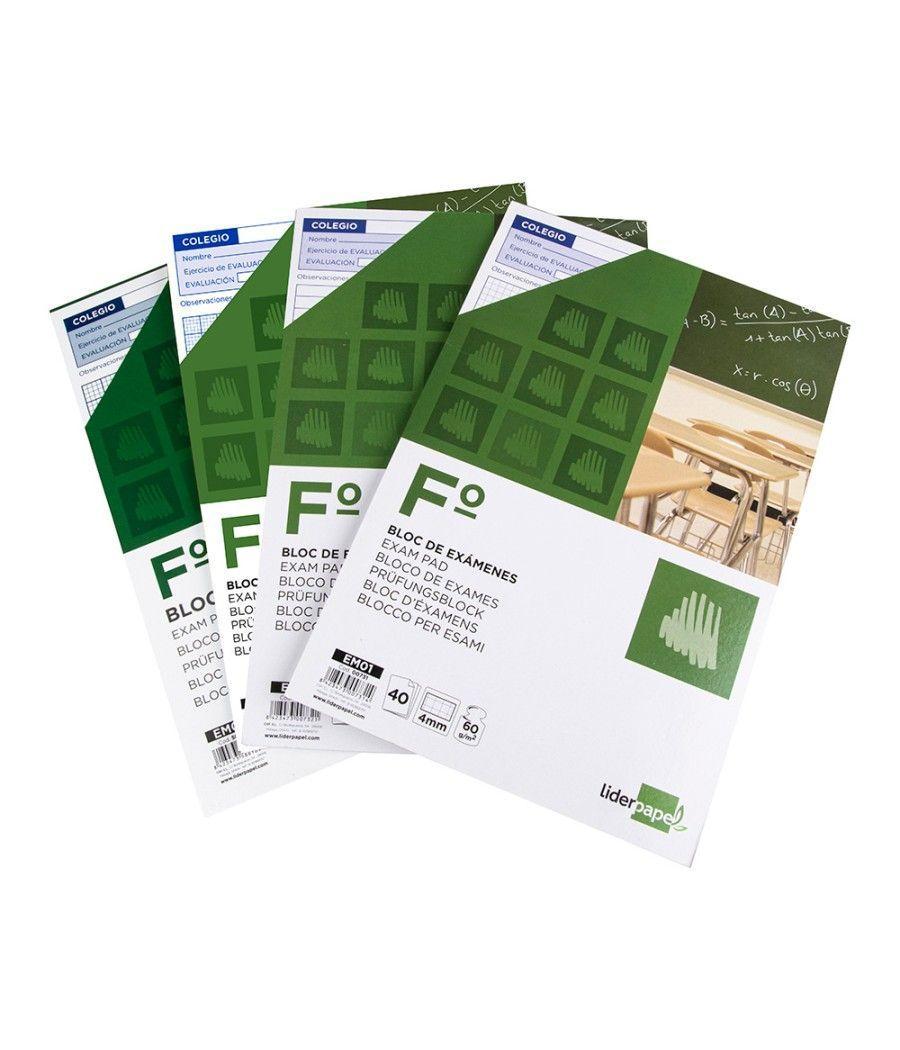 Bloc exámenes liderpapel cuadro 2mm folio 40 hojas 60g/m2 pack 10 unidades - Imagen 5