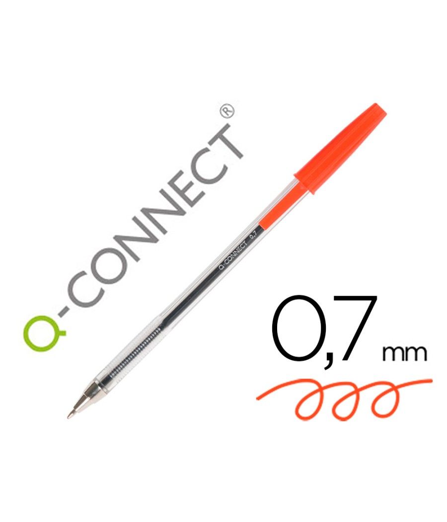 Bolígrafo transparente q-connect rojo medio kf26041 pack 50 unidades - Imagen 2