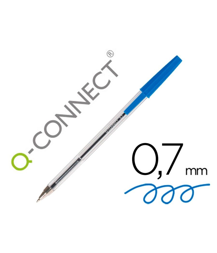 Bolígrafo transparente q-connect azul medio kf26039 pack 50 unidades - Imagen 2