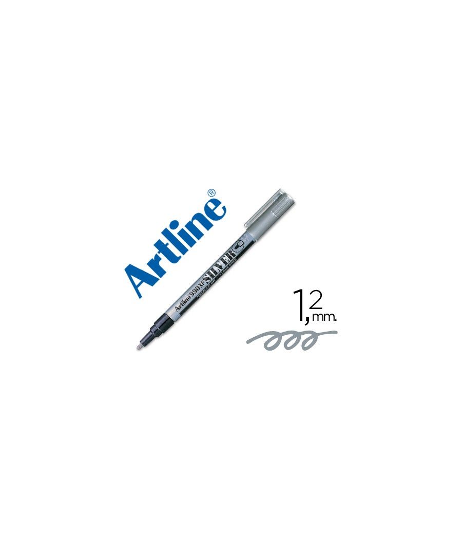 Rotulador artline marcador permanente tinta metálica ek-990 plata -punta redonda 1.2 mm pack 12 unidades - Imagen 2
