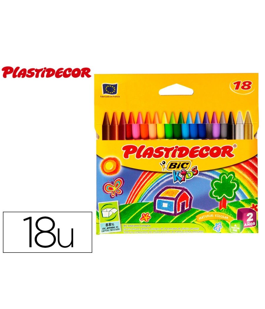 Lápices cera plastidecor caja de 18 colores - Imagen 2
