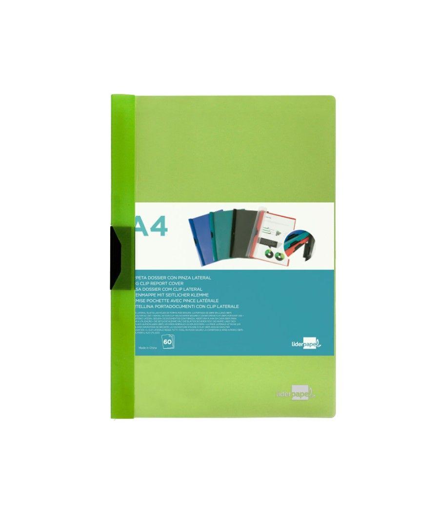 Carpeta liderpapel dossier pinza lateral polipropileno din a4 verde translucido 60 hojas pinza deslizante - Imagen 3