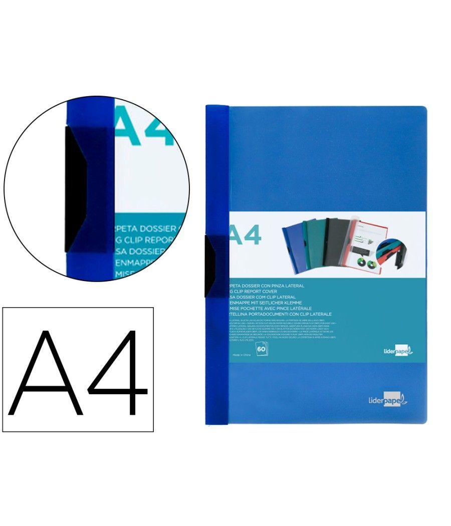 Carpeta liderpapel dossier pinza lateral polipropileno din a4 azul translucido 60 hojas pinza deslizante - Imagen 2