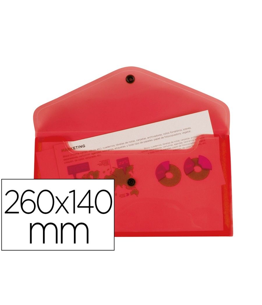 Carpeta liderpapel dossier broche polipropileno tamaño sobre americano 260x140 mm rojo translucido - Imagen 2