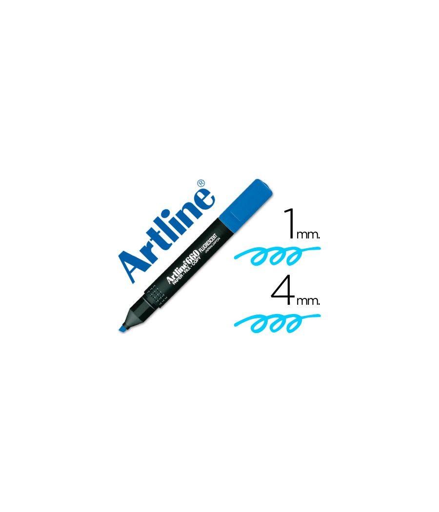 Rotulador artline fluorescente ek-660 azul -punta biselada pack 12 unidades - Imagen 2
