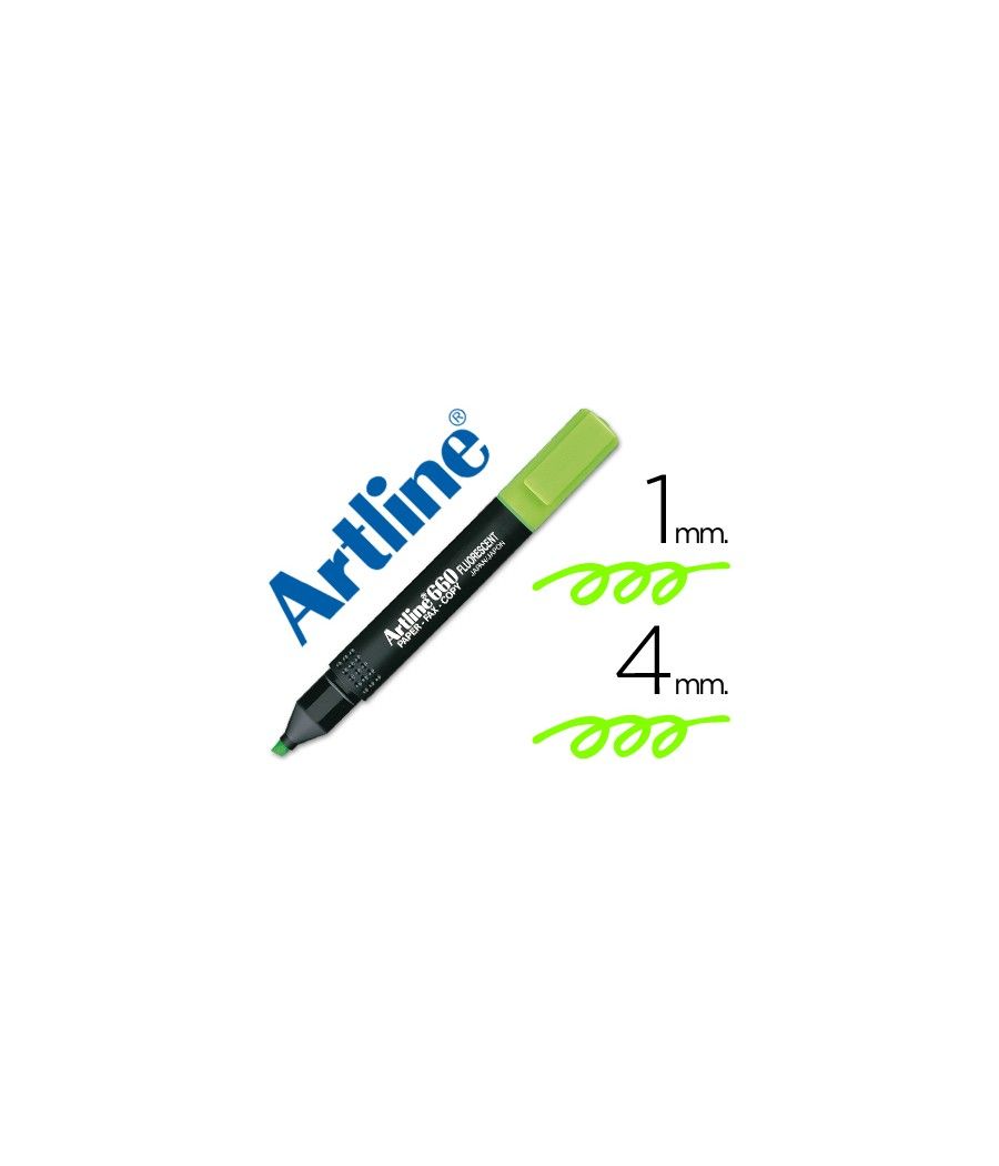 Rotulador artline fluorescente ek-660 verde -punta biselada pack 12 unidades - Imagen 2