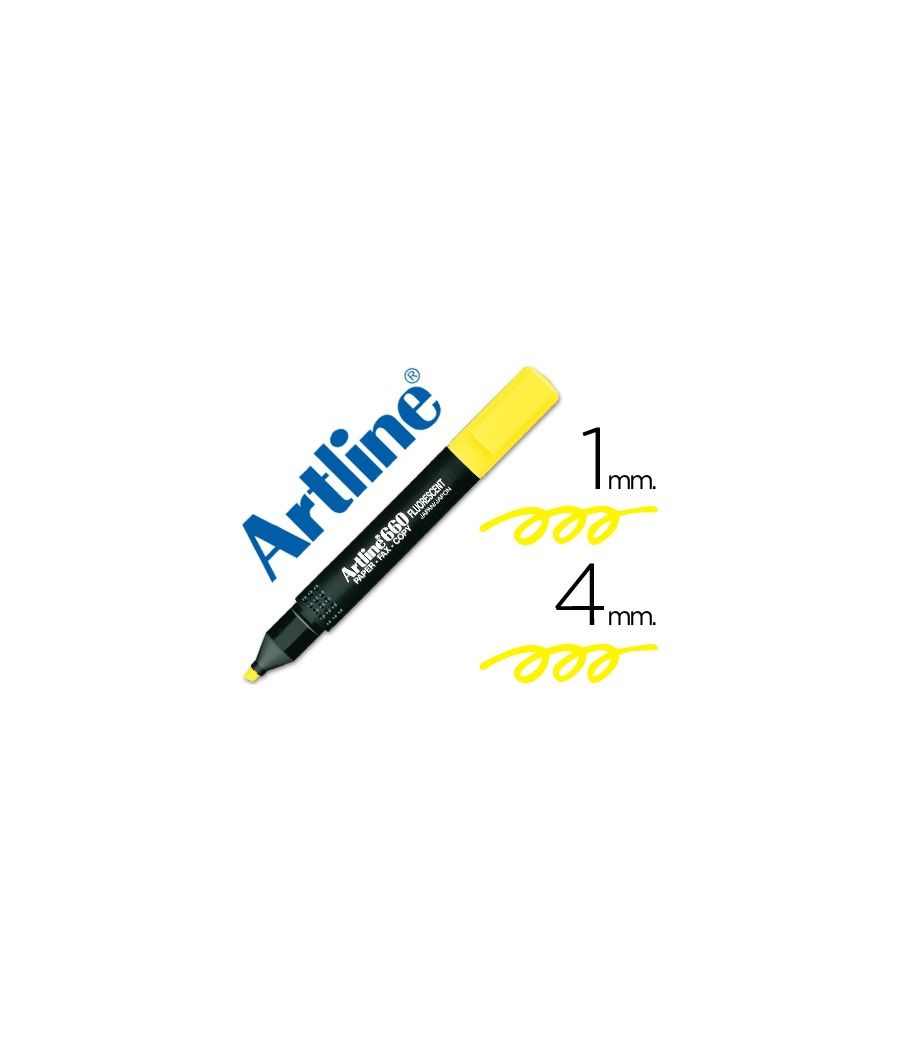 Rotulador artline fluorescente ek-660 amarillo -punta biselada pack 12 unidades - Imagen 2