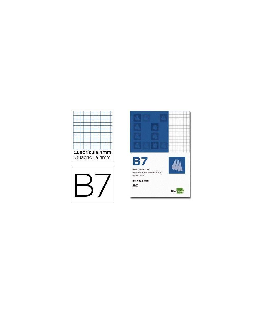 Bloc notas liderpapel cuadro 4mm b7 80 hojas 60g/m2 perforado pack 10 unidades - Imagen 2