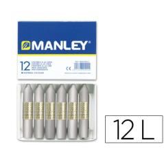 Lápices cera manley unicolor plata n.75 caja de 12 unidades - Imagen 2