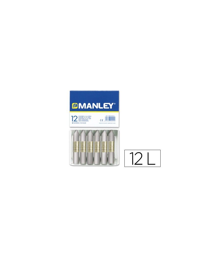 Lápices cera manley unicolor plata n.75 caja de 12 unidades - Imagen 2