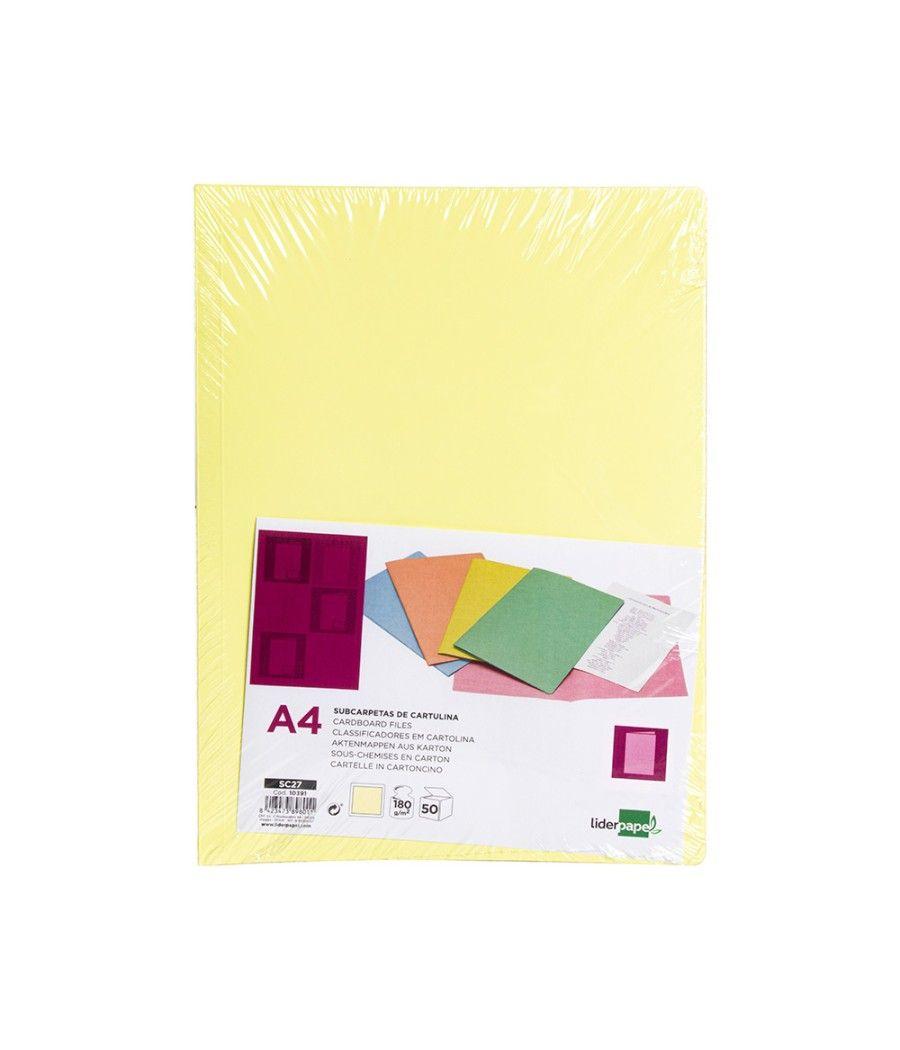 Subcarpeta liderpapel a4 amarillo pastel 180g/m2 pack 50 unidades - Imagen 3