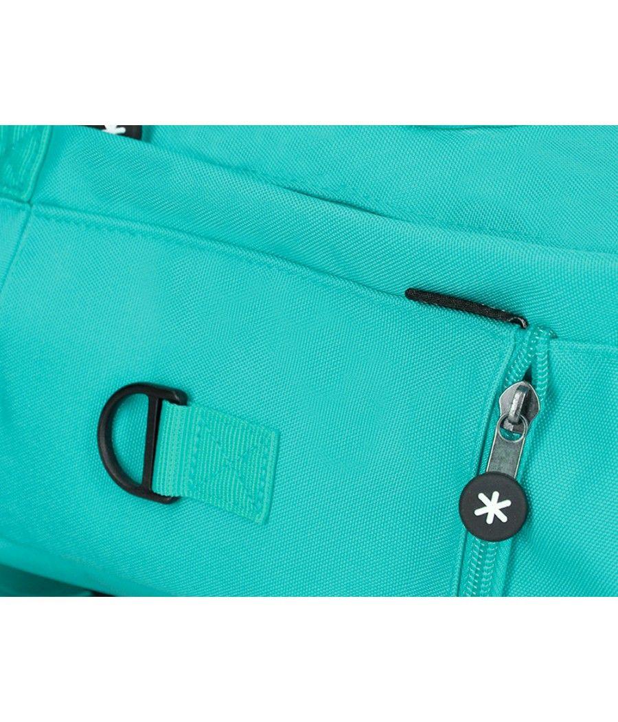 Cartera antartik mochila 2 asas y bolsillos exteriores menta 300x115x390 mm - Imagen 10