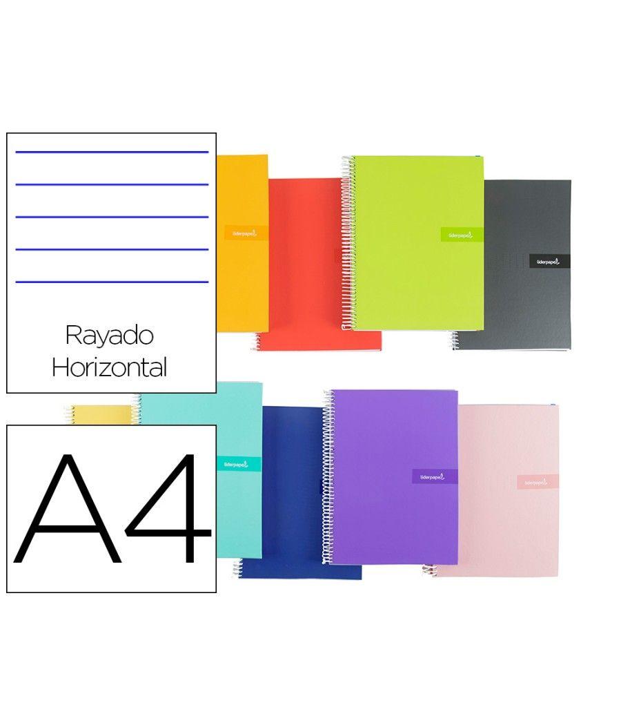 Cuaderno espiral liderpapel a4 crafty tapa forrada 80h 90 gr rayado horizontal con margen colores surtidos pack 5 unidades - Ima