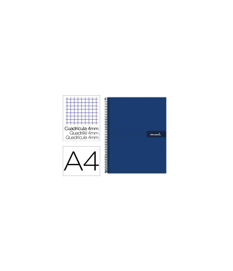 Cuaderno espiral liderpapel a4 crafty tapa forrada 80h 90 gr cuadro 4mm con margen color azul marino - Imagen 2
