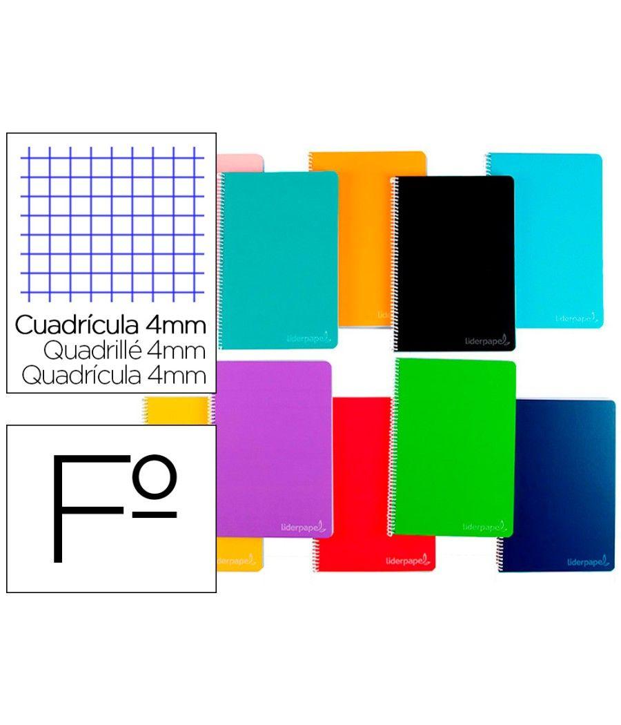 Cuaderno espiral liderpapel folio witty tapa dura 80h 75gr cuadro 4mm con margen colores surtidos pack 10 unidades - Imagen 2