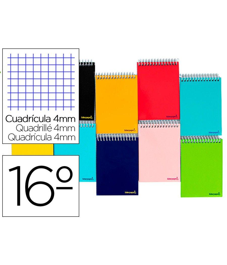 Cuaderno espiral liderpapel bolsillo dieciseavo apaisado smart tapa blanda 80h 60gr cuadro 4mm colores surtidos pack 10 unidades